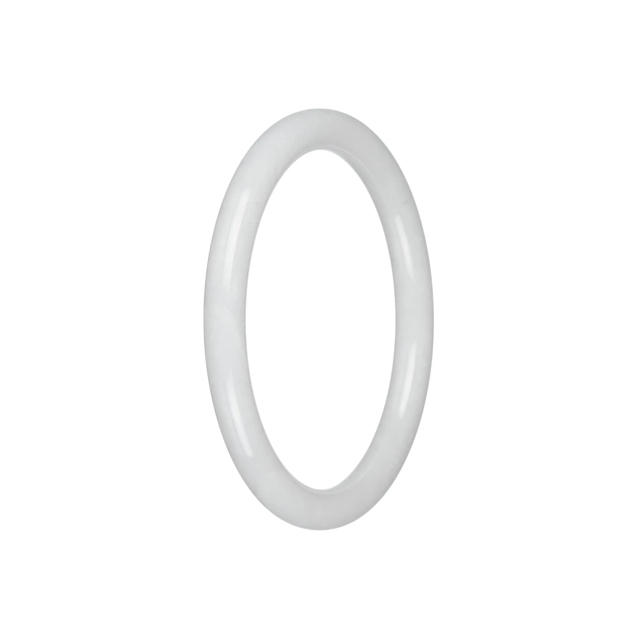White Jadeite Jade Bangle Bracelet – Petite Round Bangle in Natural White Jade (55mm–63mm)